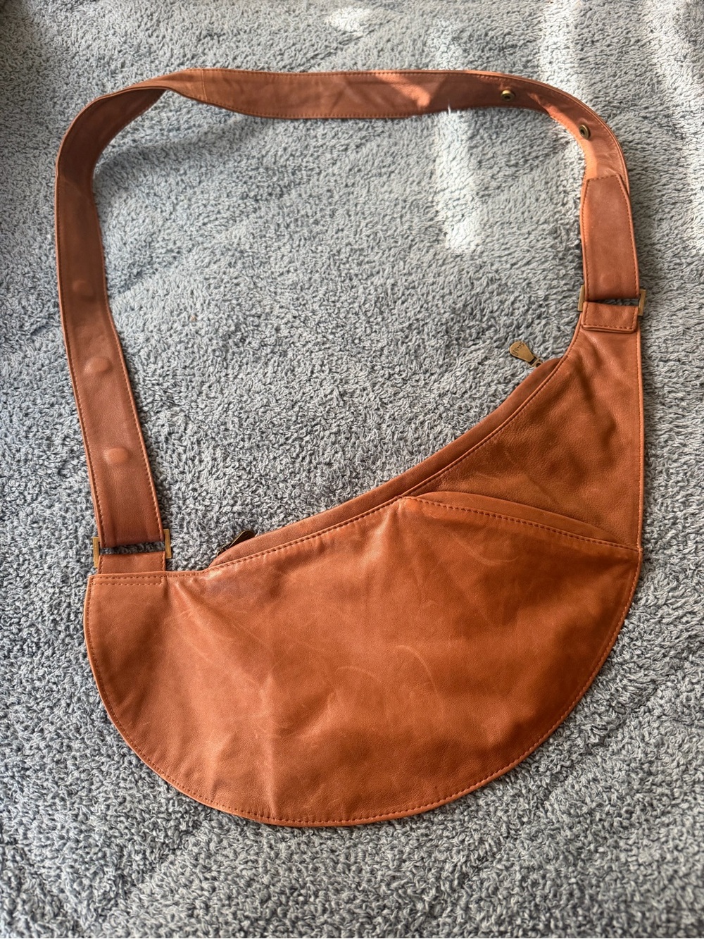 Casual Crescent Messenger Bag in Cognac Brown